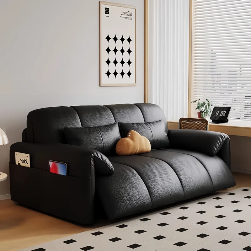 Canapé-lit électrique Leathaire télécommandé avec coussin en latex et tiroir de rangement