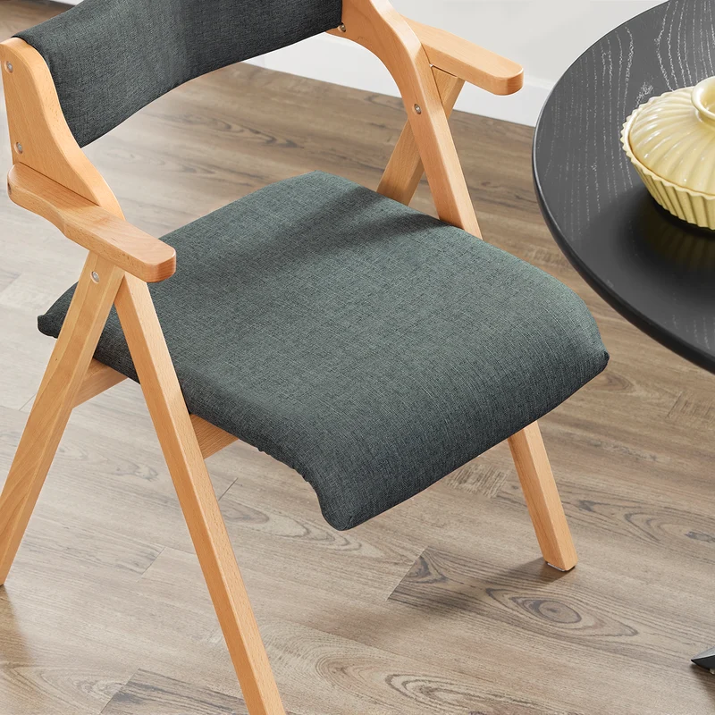 SoBuy FST98-SG Chaise Pliante avec Coussin, Confortable et Gain de Place, Pliable, Design Fonctionnel, Usage Quotidien, Format Pratique – Bois, Gris Foncé