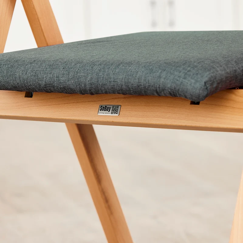 SoBuy FST98-SG Chaise Pliante avec Coussin, Confortable et Gain de Place, Pliable, Design Fonctionnel, Usage Quotidien, Format Pratique – Bois, Gris Foncé