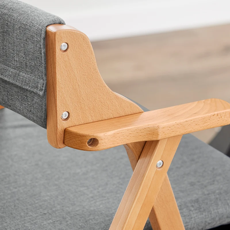 SoBuy FST98-HG Chaise Pliante avec Coussin, Confortable et Gain de Place, Pliable, Design Fonctionnel, Usage Quotidien, Format Pratique, Compact – Bois, Gris