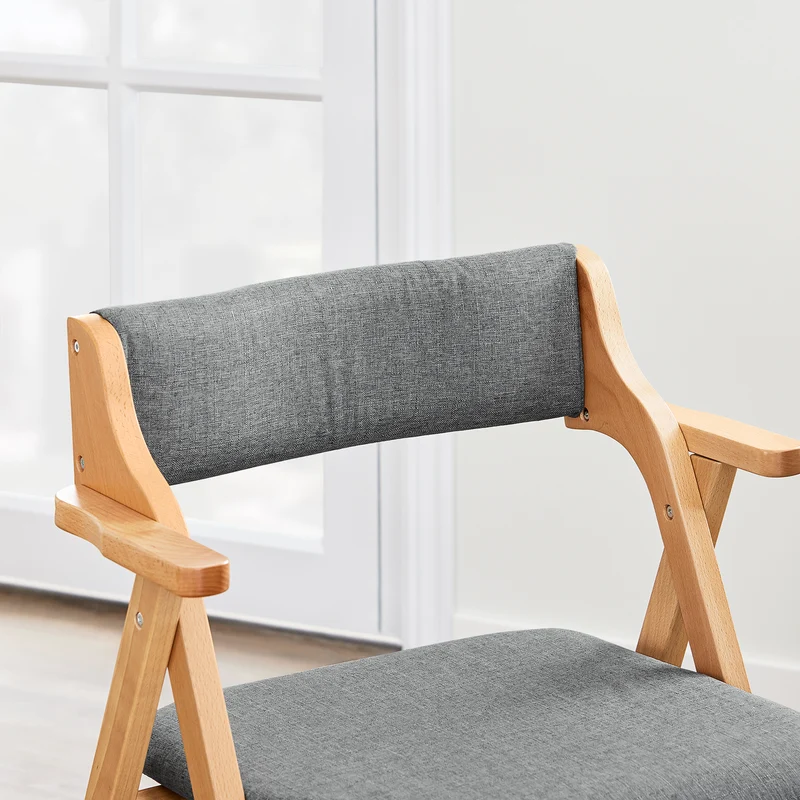 SoBuy FST98-HG Chaise Pliante avec Coussin, Confortable et Gain de Place, Pliable, Design Fonctionnel, Usage Quotidien, Format Pratique, Compact – Bois, Gris