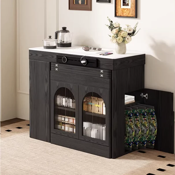 Îlot de cuisine rétro nordique avec table à manger extensible