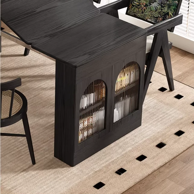 Îlot de cuisine rétro nordique avec table à manger extensible