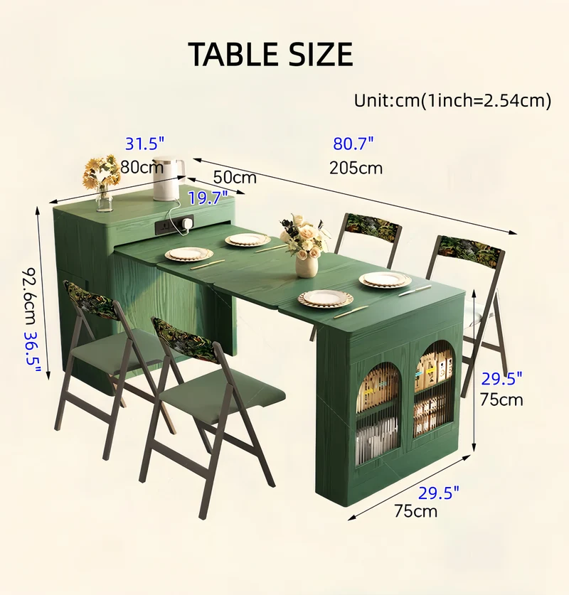 Îlot de cuisine rétro nordique avec table à manger extensible