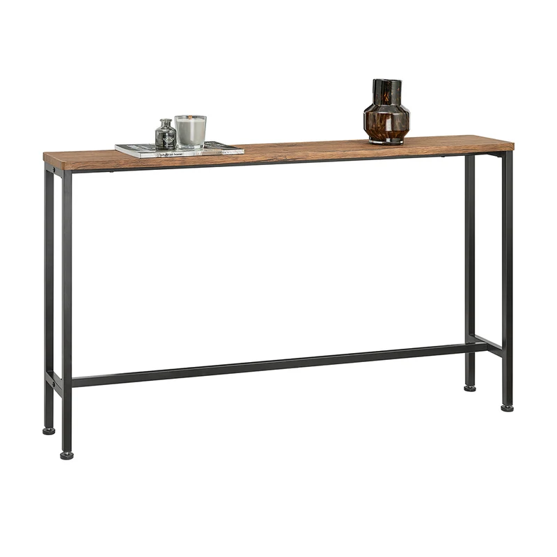 SoBuy FSB19-N Table Console Étroite, Table d'Appoint, Bout de Canapé, Table d’Entrée, Cadre et 4 Pieds en Fer, pour Salon, Entrée, Couloir, Intustriel, L120xP20xH65 cm