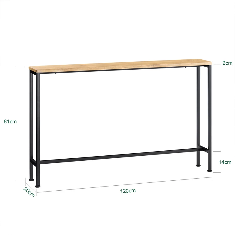 SoBuy FSB19-L-E Table Console Table d'appoint Bout de canapé Table d’entrée Cadre et 4 Pieds en Fer, L120cm x P20cm x H81cm