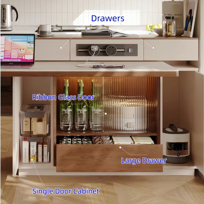 Îlot de cuisine avec table pivotante à 180°
