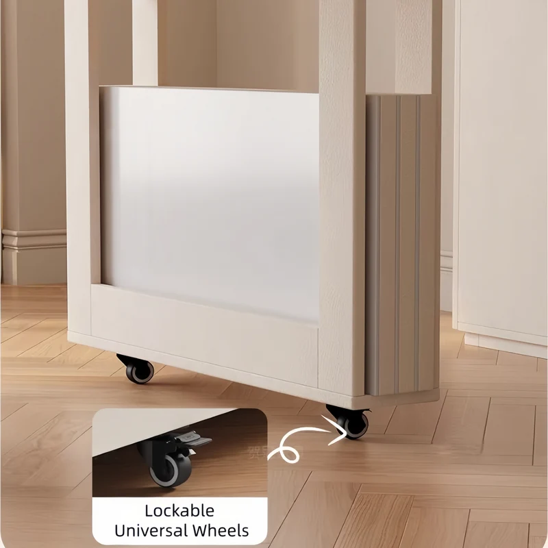 Table de salle à manger extensible en bois massif blanc crème avec rangement dissimulé et 4 chaises pliantes