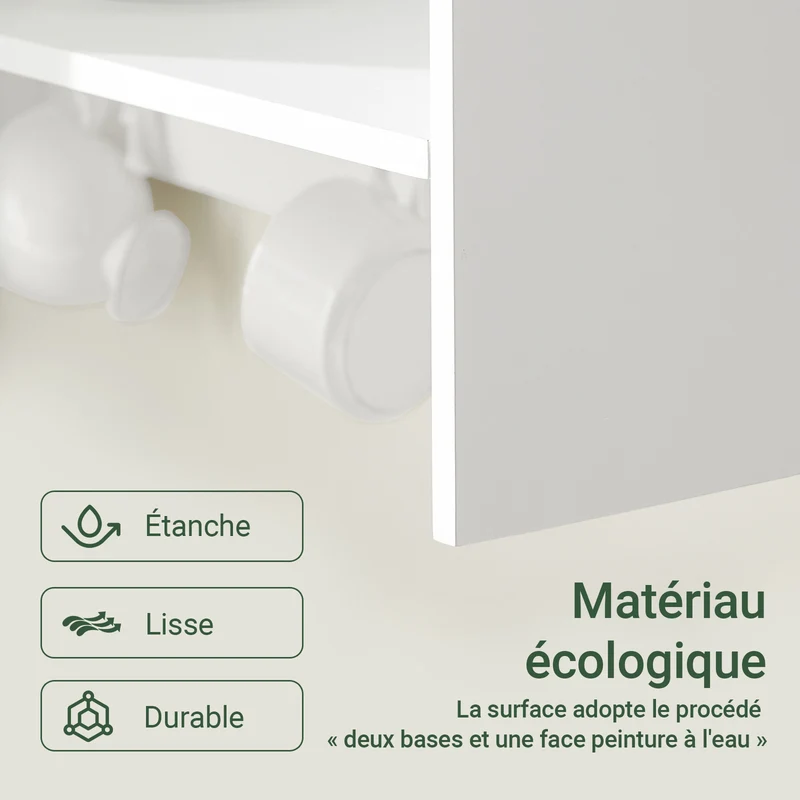 SoBuy KCR09-W Porte-Assiettes Mural avec Étagère et 7 Crochets – 11 Assiettes Ø35 cm, 64×24×71 cm, 10 kg, Blanc