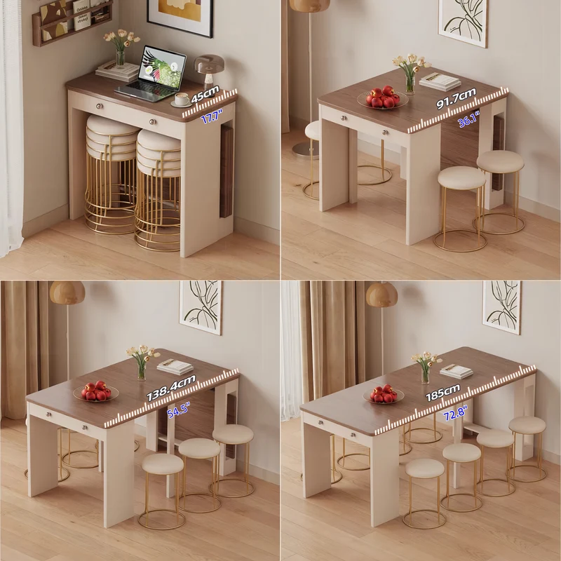 Ensemble table à manger extensible, buffet à roulettes et chaises