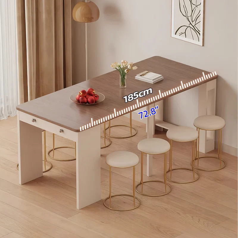 Ensemble table à manger extensible, buffet à roulettes et chaises