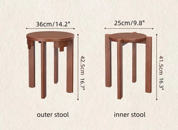 Tabourets empilables 6 en 1 en bois massif
