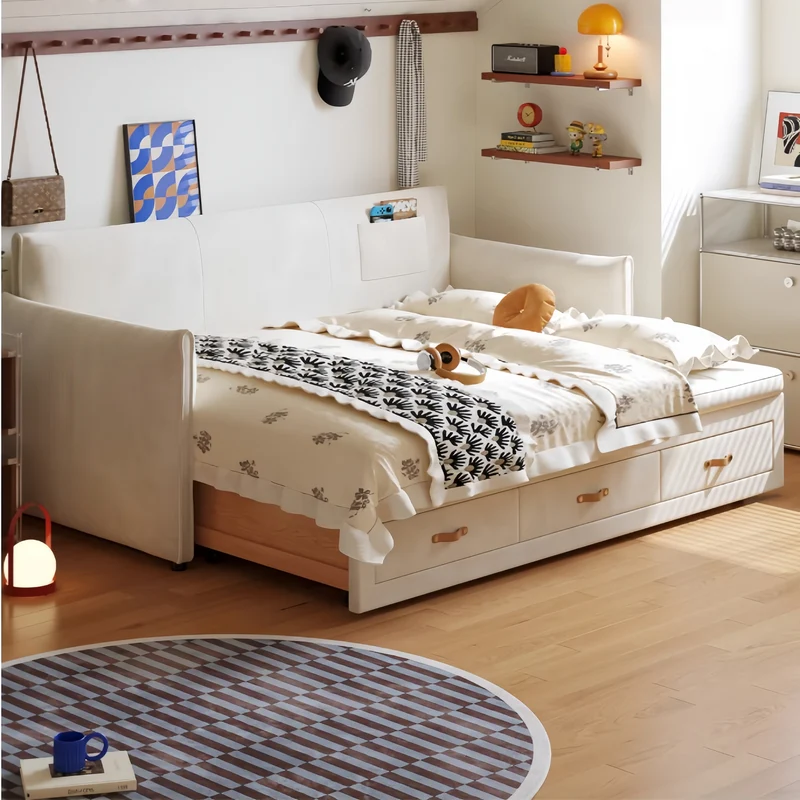 Canapé-lit moderne rembourré avec tiroirs de rangement intégrés