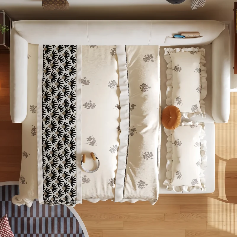 Canapé-lit moderne rembourré avec tiroirs de rangement intégrés