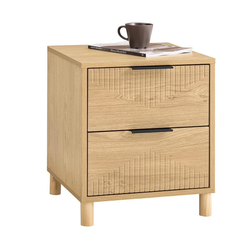 SoBuy FBT166-N Table de Chevet avec 2 tiroirs, Table d'appoint pour Chambre à Coucher ou Salon, Naturelle l 40 x P 42 x H 47 cm