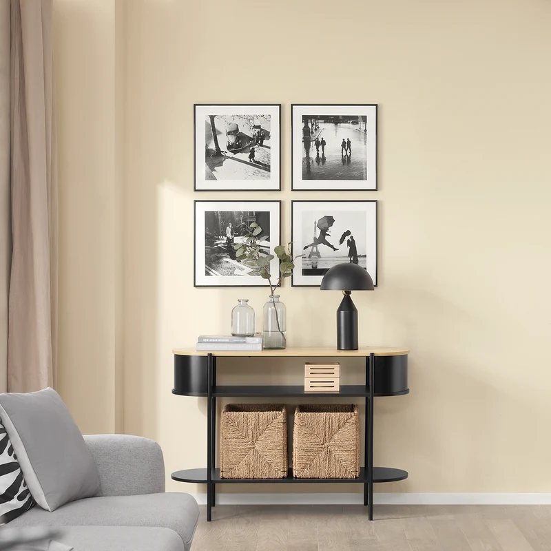 SoBuy FSB102-SCH Console d’Entrée Rangement Fonctionnel et Compact, Design Moderne, Usage Polyvalent, pour Salon et Chambre – L110×P39×H76 cm, Bois, Noir