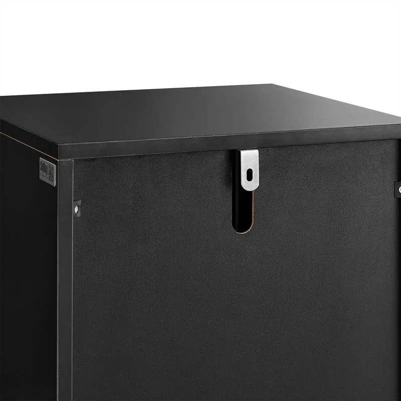 SoBuy BZR203-SCH Meuble Salle de Bain avec Porte Bambou, Gain de Place, Design Moderne, pour Salle de Bain et WC, Usage Quotidien – L30×P30×H90 cm, Bambou, Noir