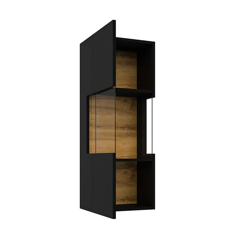 Vitrine murale 1 porte Glora Noir et Bois