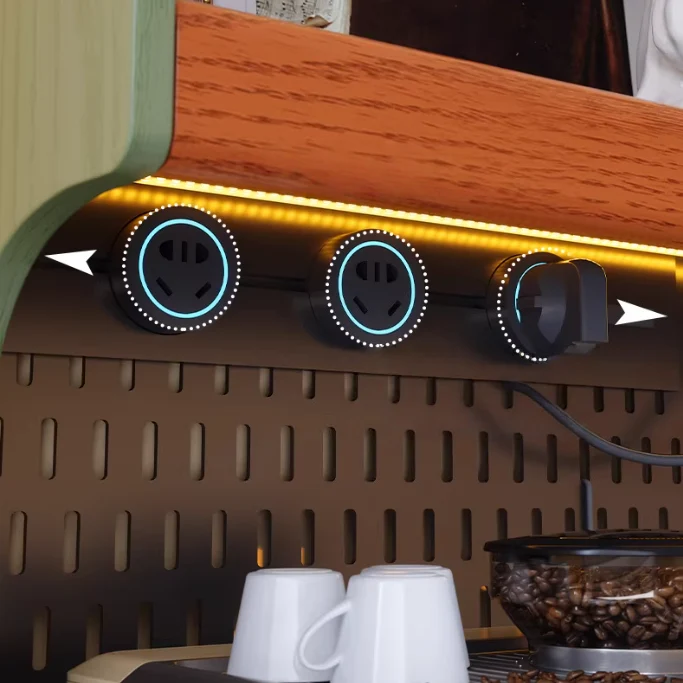 Buffet en bois massif style nordique rétro avec panneau perforé à monter soi-même
