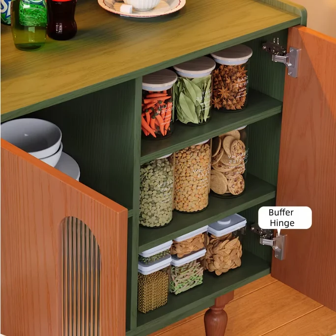 Buffet en bois massif style nordique rétro avec panneau perforé à monter soi-même