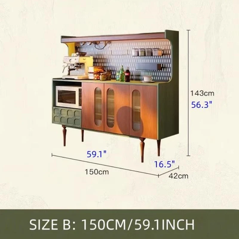 Buffet en bois massif style nordique rétro avec panneau perforé à monter soi-même