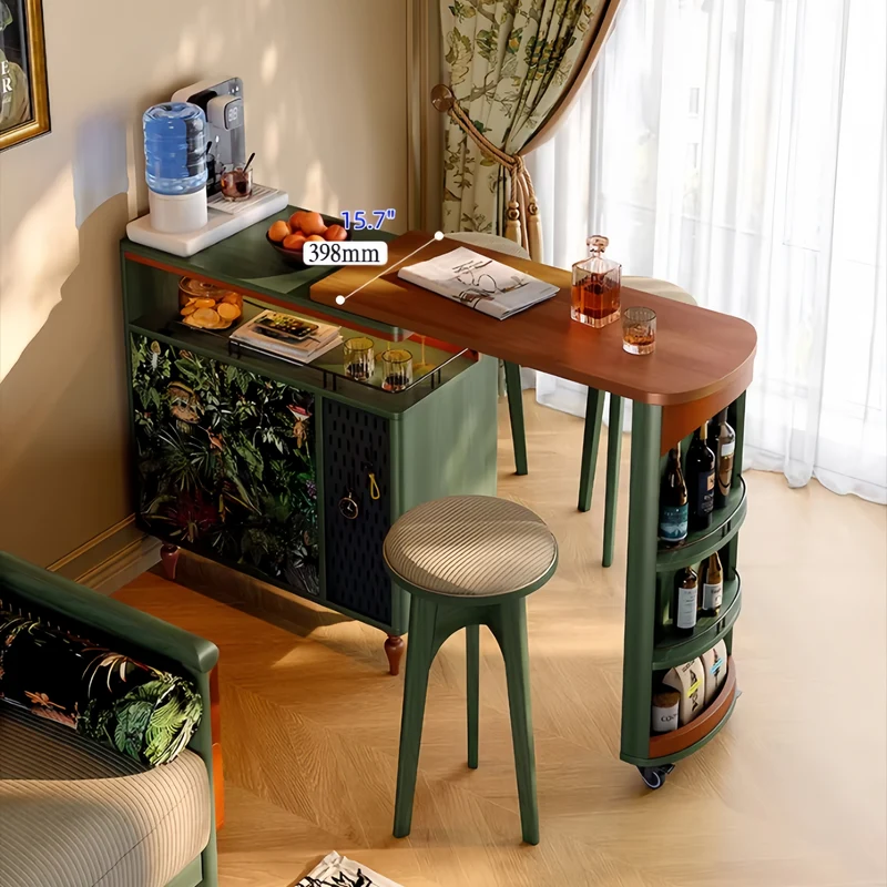 Table de bar pivotante de style nordique rétro avec meuble de rangement double face