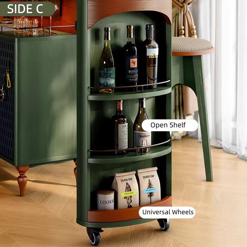 Table de bar pivotante de style nordique rétro avec meuble de rangement double face