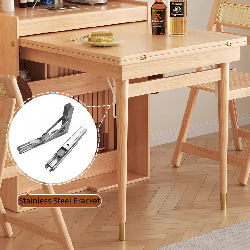 Table de salle à manger pliante en bois massif en forme de chat avec rangement pour chaises