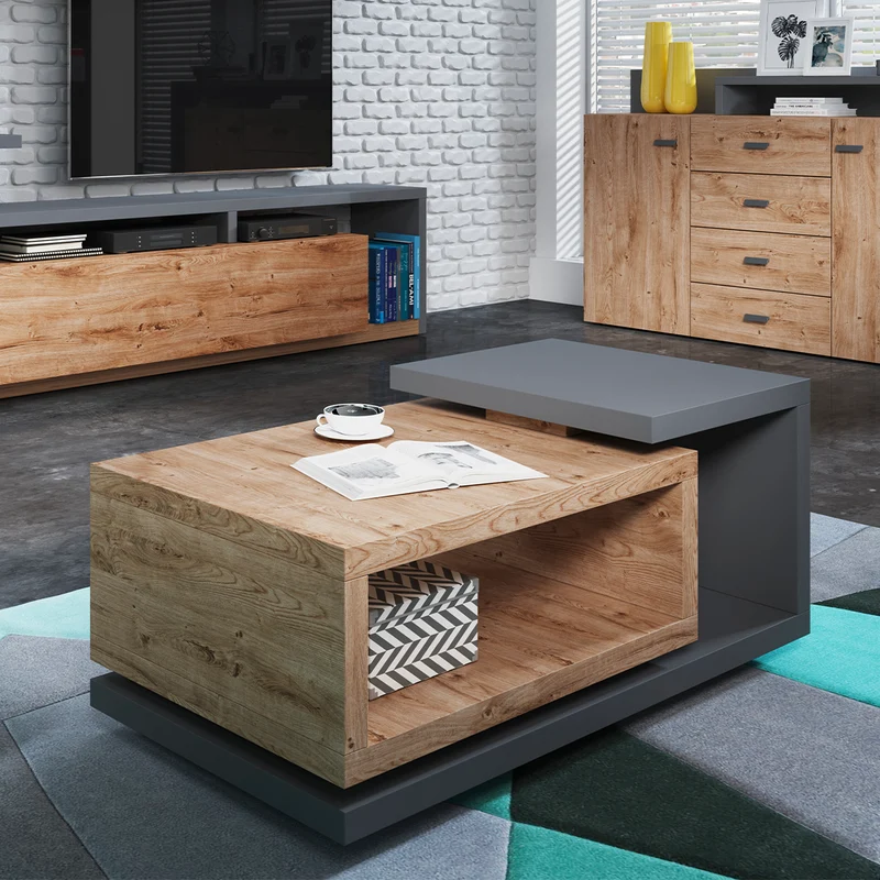 Table basse Ilyes Bois et Gris