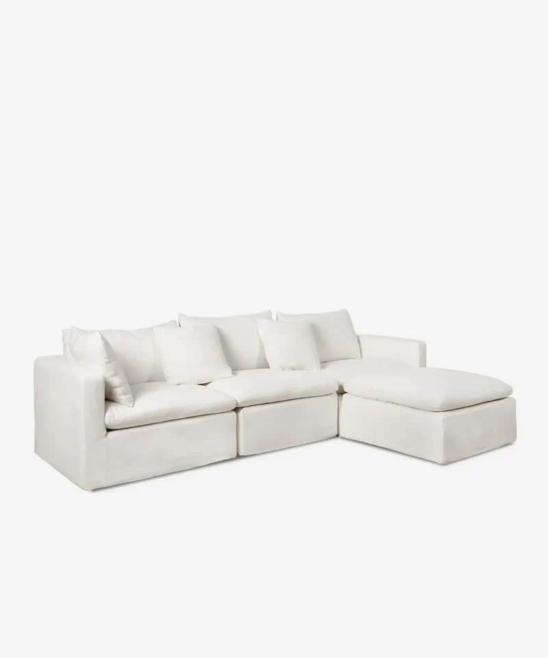 Sofá Modular Chaise Longue de Lino y Algodón 3 Plazas Stonem