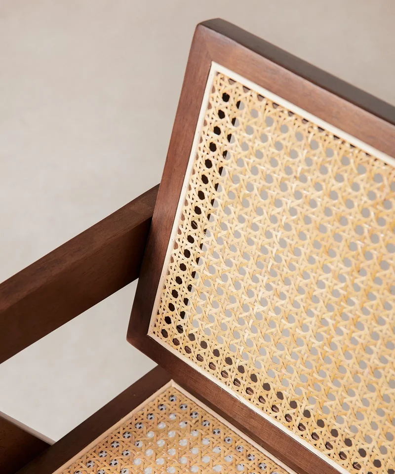 Silla de Comedor en Madera y Ratán con Reposabrazos Chiara Arms