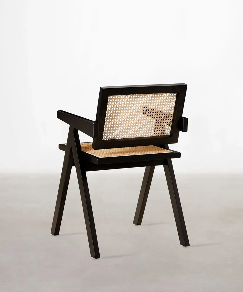 Silla de Comedor en Madera y Ratán con Reposabrazos Chiara Arms