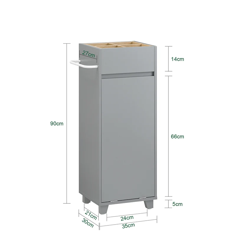 SoBuy BZR159-DG Armoire à Linge Meuble Bas de Salle de Bain Corbeille à Linge Meuble de Rangement