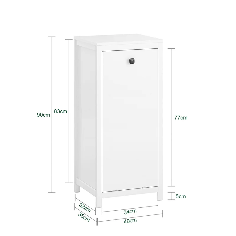 SoBuy BZR96-W Armoire à Linge avec Sac à Linge, Meuble Bas de Salle de Bain, Coffre à Linge, Porte Vêtement