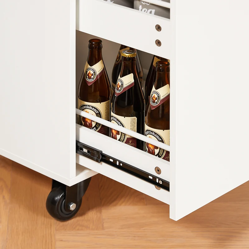 SoBuy FKW126-WN Ìlot de Cuisine sur Roulettes – 2 Tiroirs, 2 Portes, Porte-Torchon, Charge 92 kg – 105×46×92 cm, Blanc