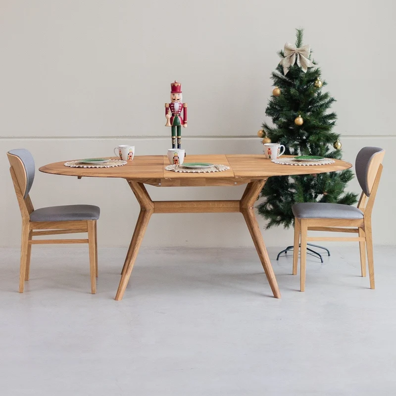 Table à manger extensible en bois massif de chêne Carmen - NordicStory
