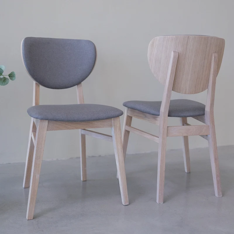 Chaise de salle à manger en bois massif de chêne blanchi Nova – Lot de 2 ou 4 chaises - NordicStory