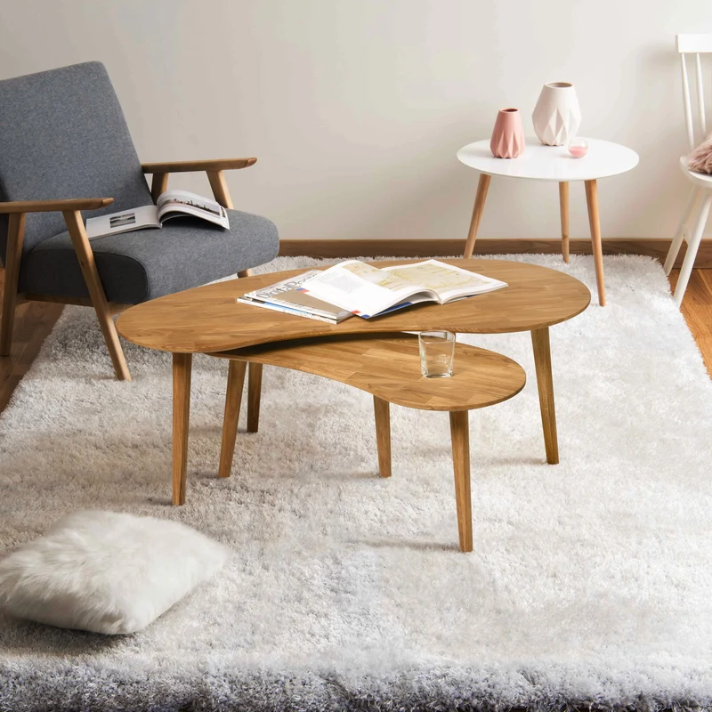 Table basse gigogne en bois massif de chêne Escandi - NordicStory
