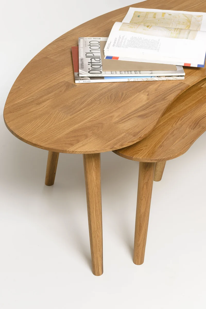 Table basse gigogne en bois massif de chêne Escandi - NordicStory