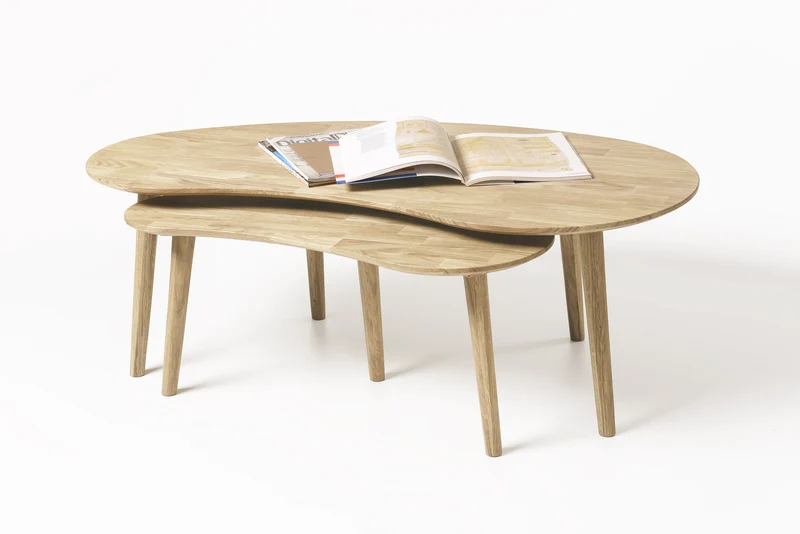 Table basse gigogne en bois massif de chêne Escandi - NordicStory
