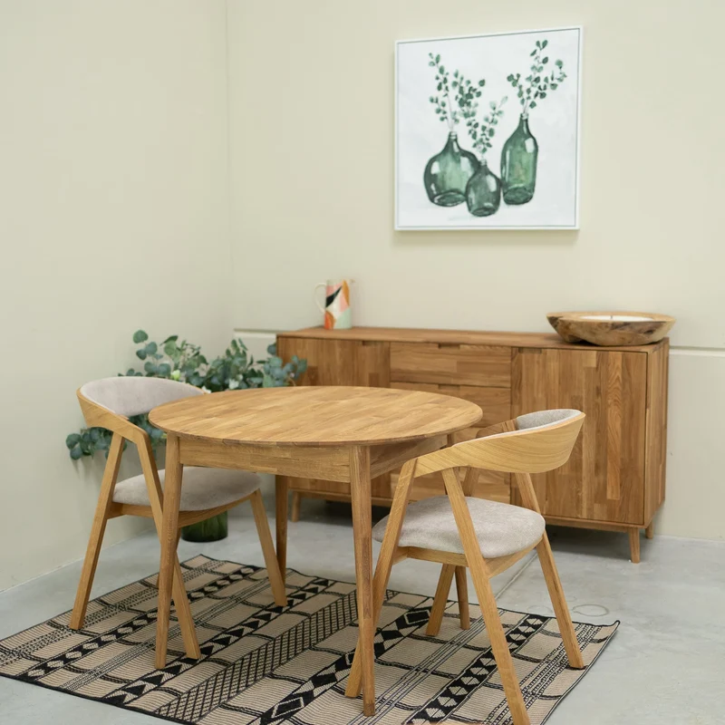 Table à manger ronde extensible en chêne massif Escandi 3 - NordicStory