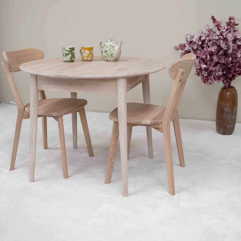 Table à manger ronde extensible en chêne massif Escandi 3 - NordicStory