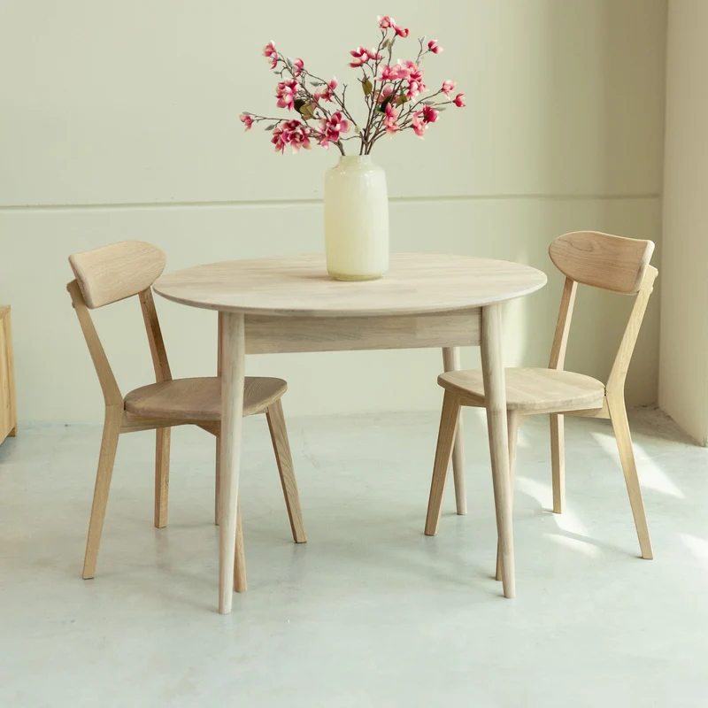 Table à manger ronde extensible en chêne massif Escandi 3 - NordicStory