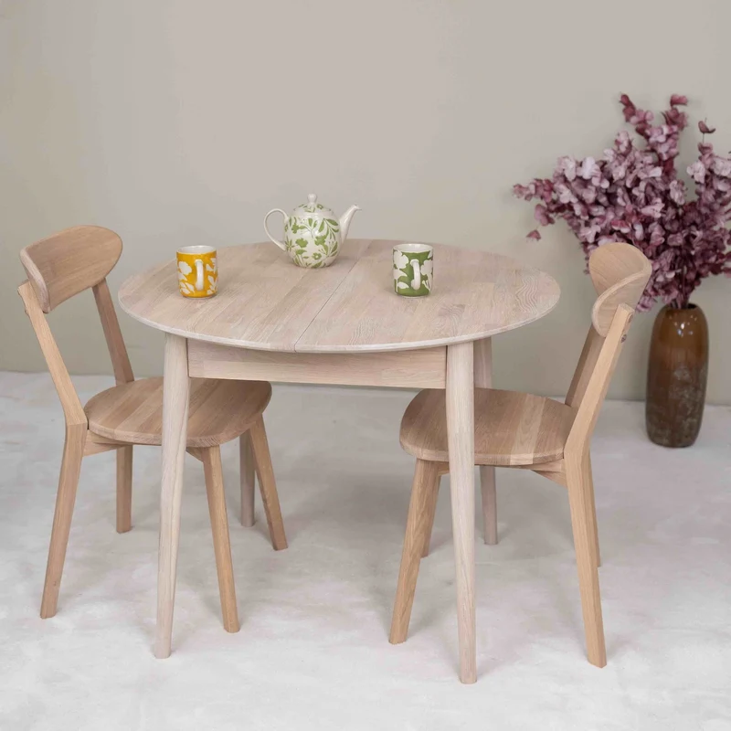 Table à manger ronde extensible en chêne massif Escandi 3 - NordicStory
