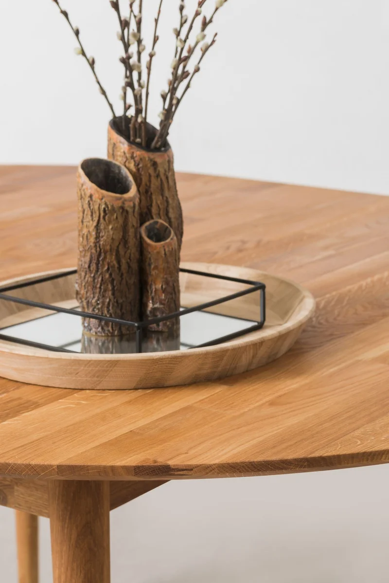 Table à manger ronde extensible en chêne massif Escandi 3 - NordicStory