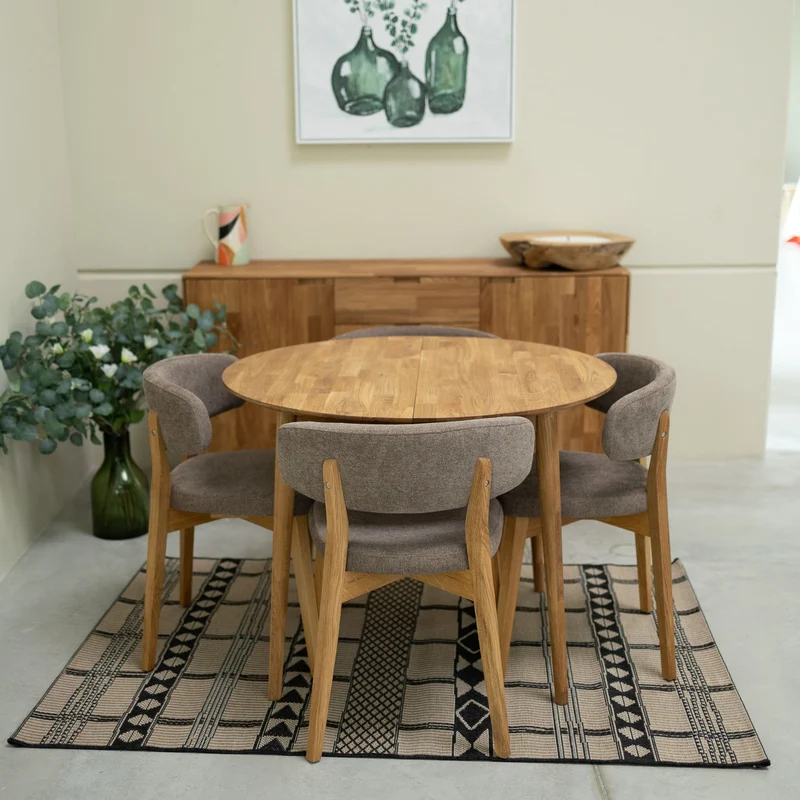 Table à manger ronde extensible en chêne massif Escandi 3 - NordicStory