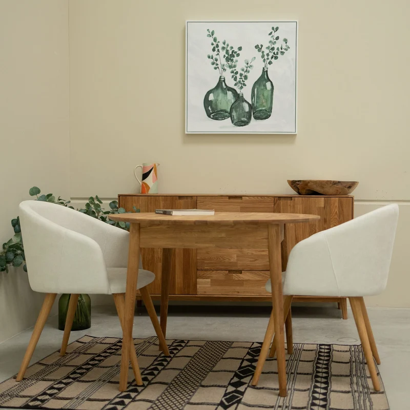 Table à manger ronde extensible en chêne massif Escandi 3 - NordicStory