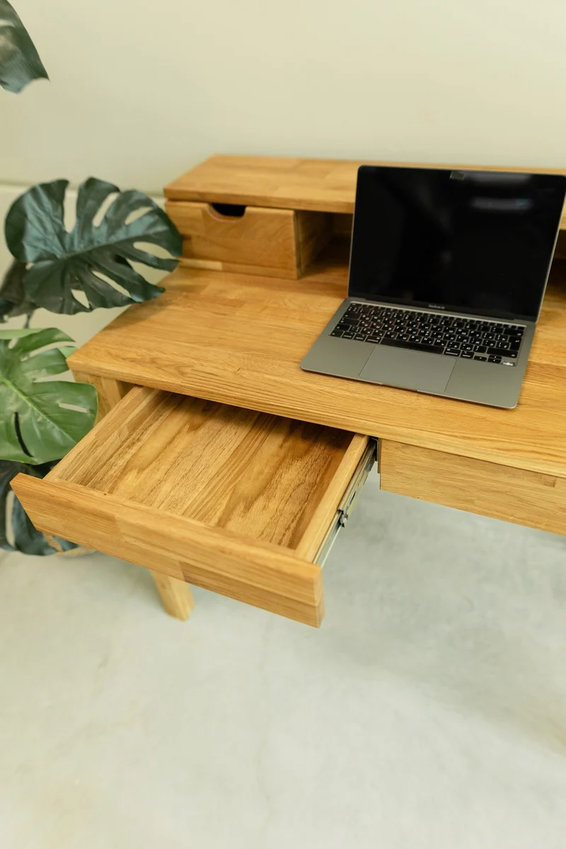 Bureau console en bois massif de chêne Axel II – NordicStory