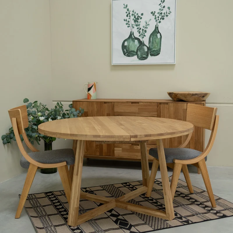 Table à manger ronde extensible en chêne massif MOBY - NordicStory