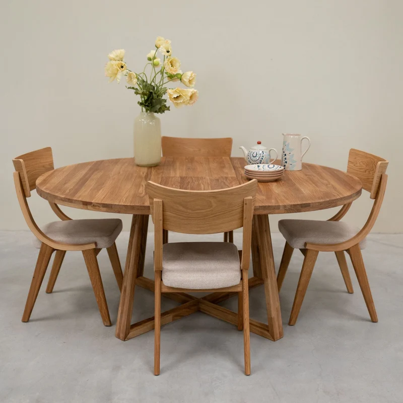 Table à manger ronde extensible en chêne massif MOBY - NordicStory
